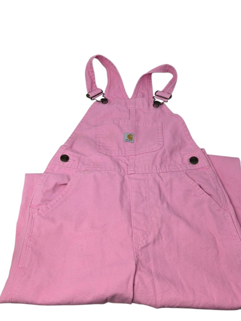 Carhartt Girl's Loose Fit Canvas Bib Overalls Pink Lemonade Size 4T